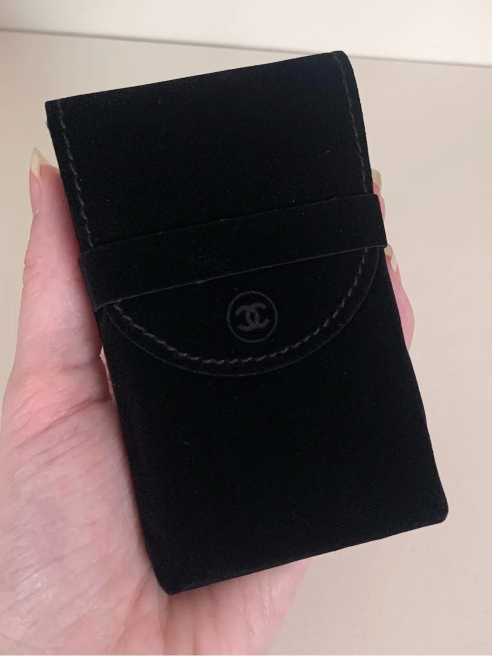 Chanel black velvet pouch case
